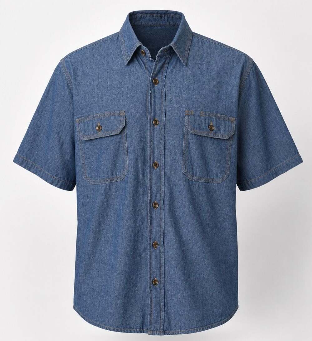 Brahma Men's Denim Work Short Sleeve Button-Down Shirt